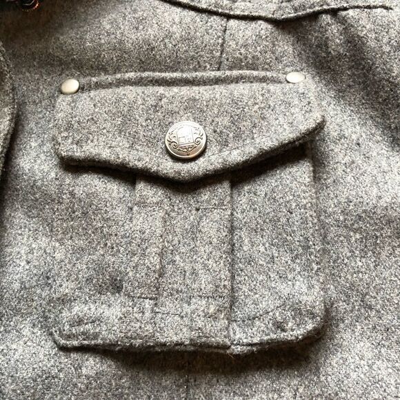 Soho Babe Jacket lined, full zip, pockets, belt, hood Gray Large - Picture 13 of 14